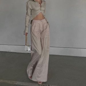 Elegant Cream Wide-Leg Pants